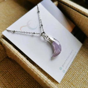 Amethyst Moon Necklace - Silver