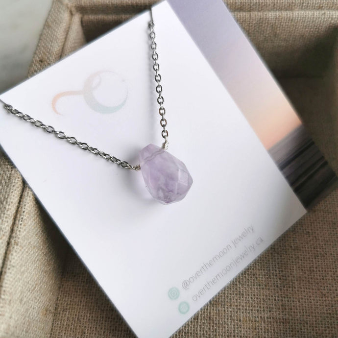 Amethyst Faceted Drop Necklace