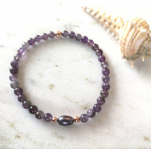 Load image into Gallery viewer, Amethyst &amp; Pearl Anklet